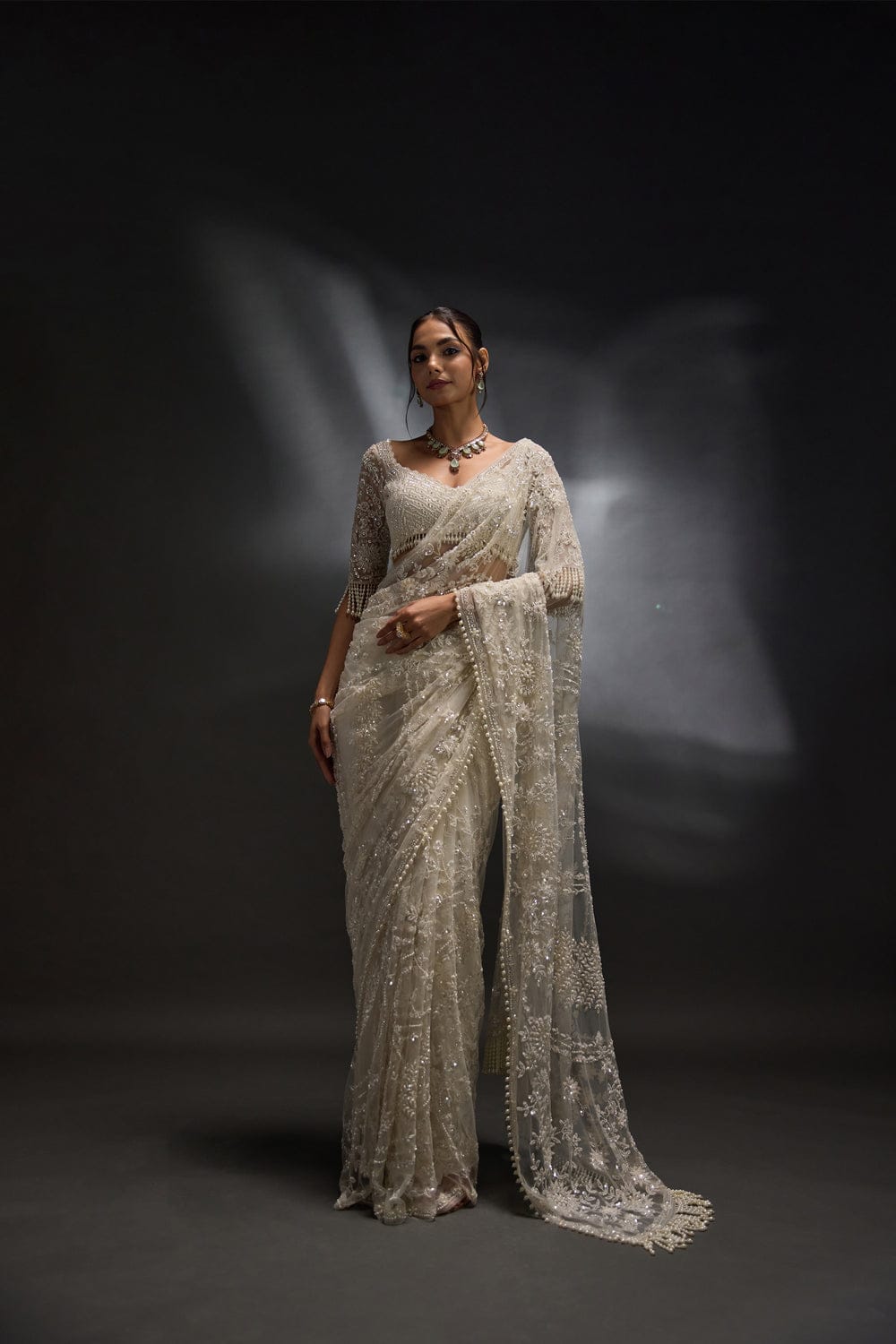 Bollywood Blockbuster Heavy Sequins Mono Net Designer Saree