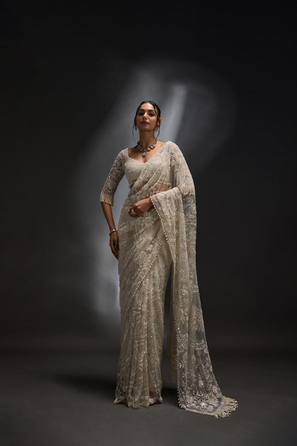 Bollywood Blockbuster Heavy Sequins Mono Net Designer Saree