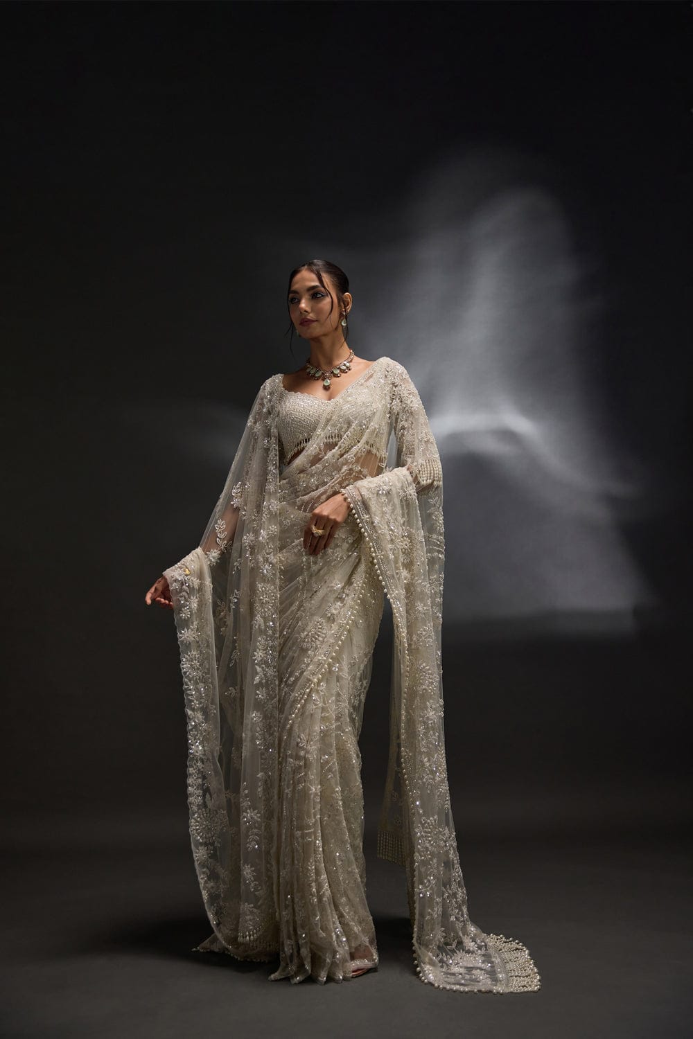 Bollywood Blockbuster Heavy Sequins Mono Net Designer Saree