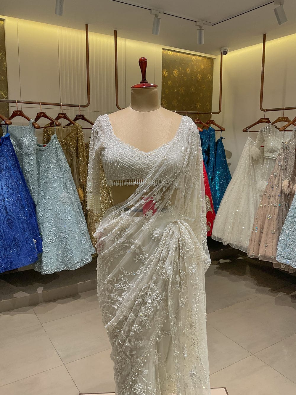 Bollywood Blockbuster Heavy Sequins Mono Net Designer Saree