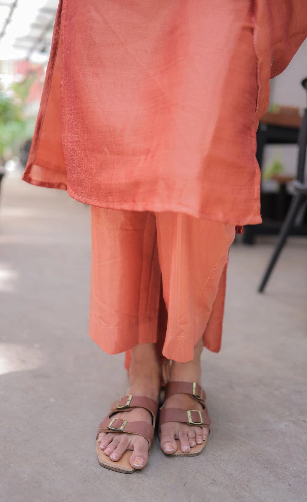 Premium Vertical Cotton Embroidered Kurti Pant Set with Chanderi Cotton Dupatta