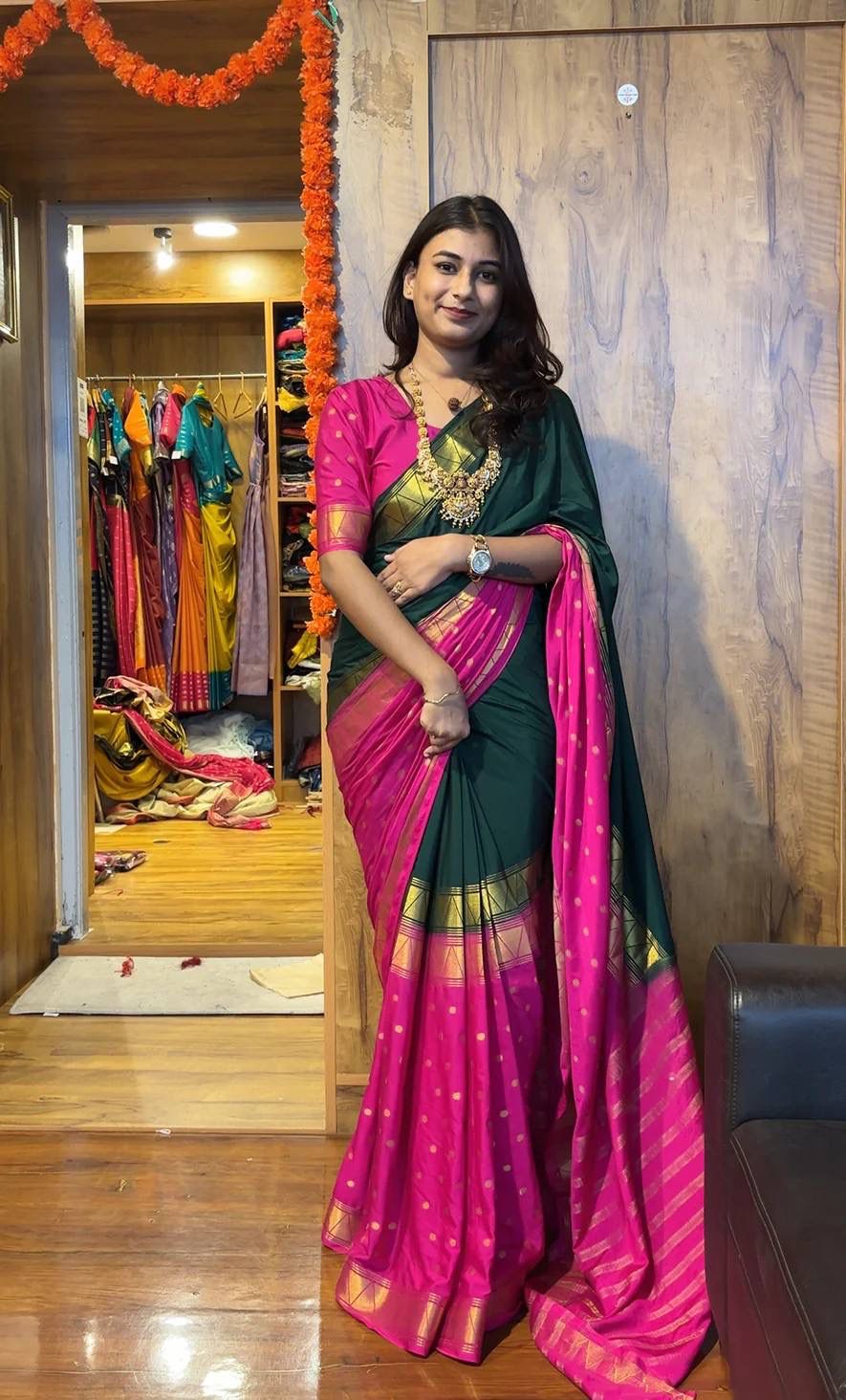 Most Demanded Dual Tone Mysore Silk Zip Gown Set