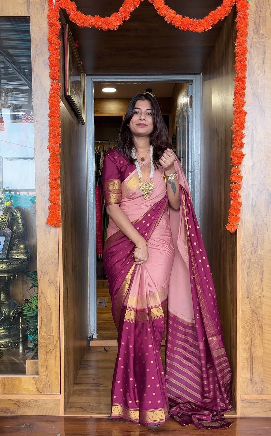 Most Demanded Dual Tone Mysore Silk Zip Gown Set