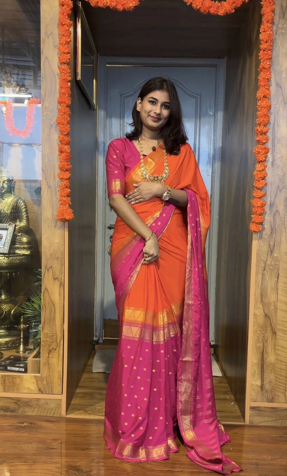 Most Demanded Dual Tone Mysore Silk Zip Gown Set