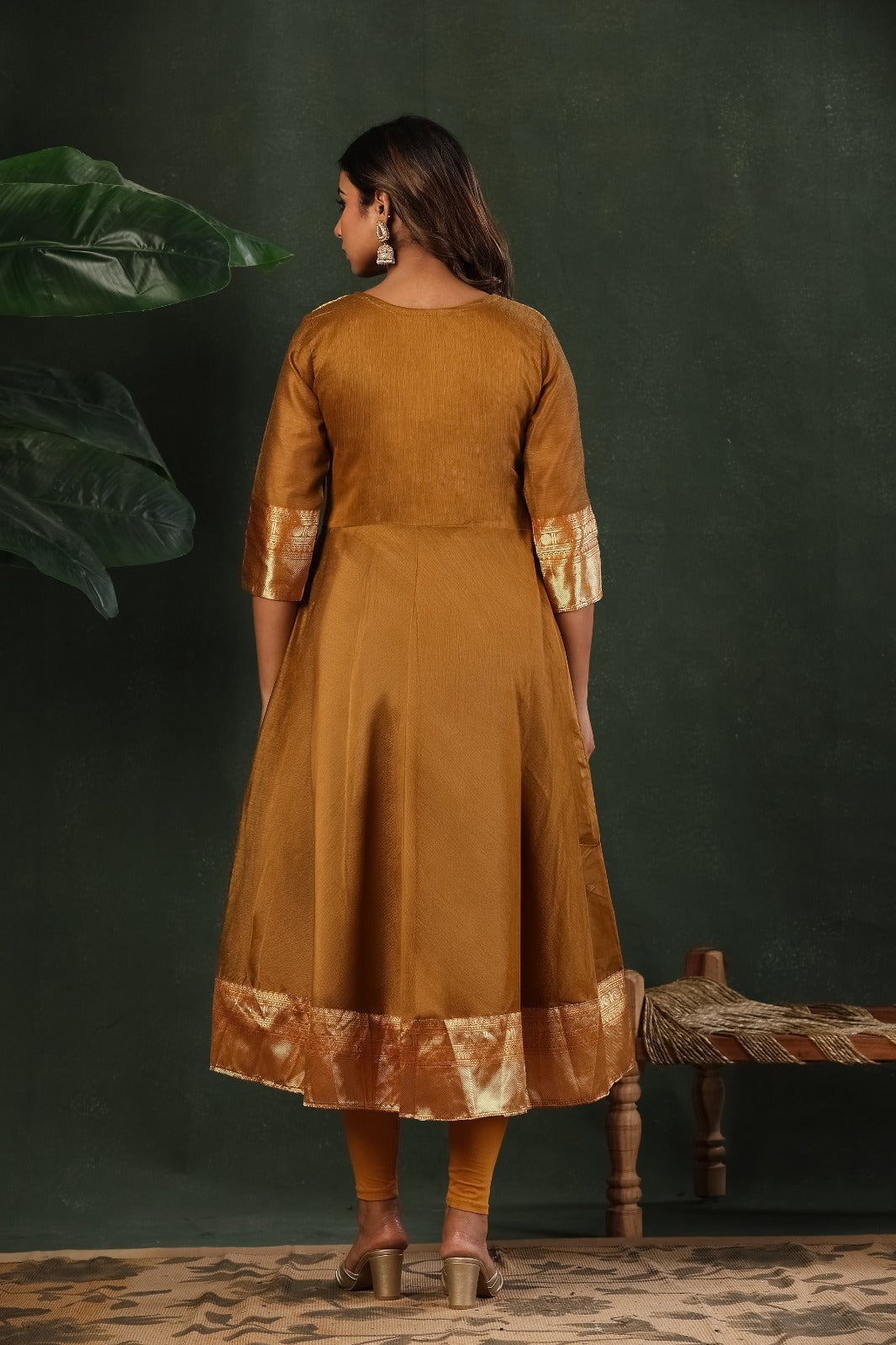Designer Embroidered Kanchi Cotton Maxi Gown with Dupatta