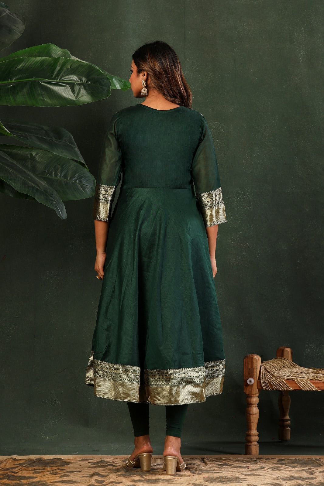 Designer Embroidered Kanchi Cotton Maxi Gown with Dupatta