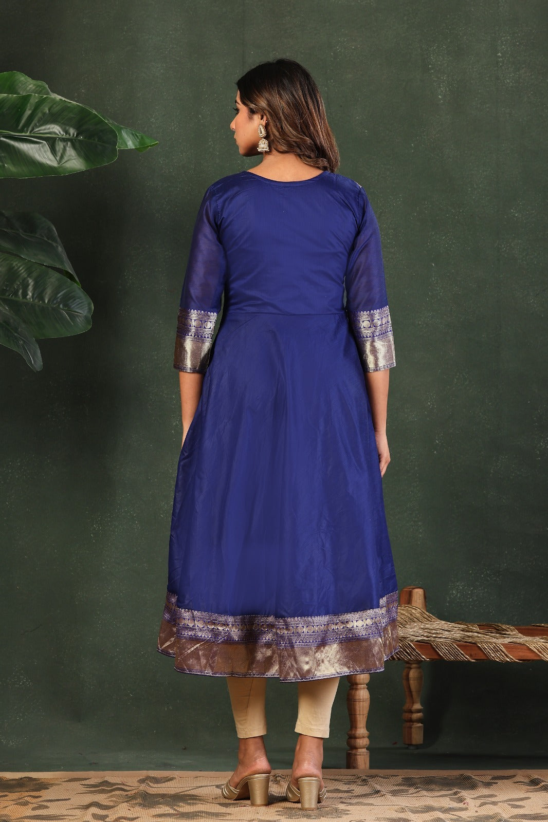 Designer Embroidered Kanchi Cotton Maxi Gown with Dupatta