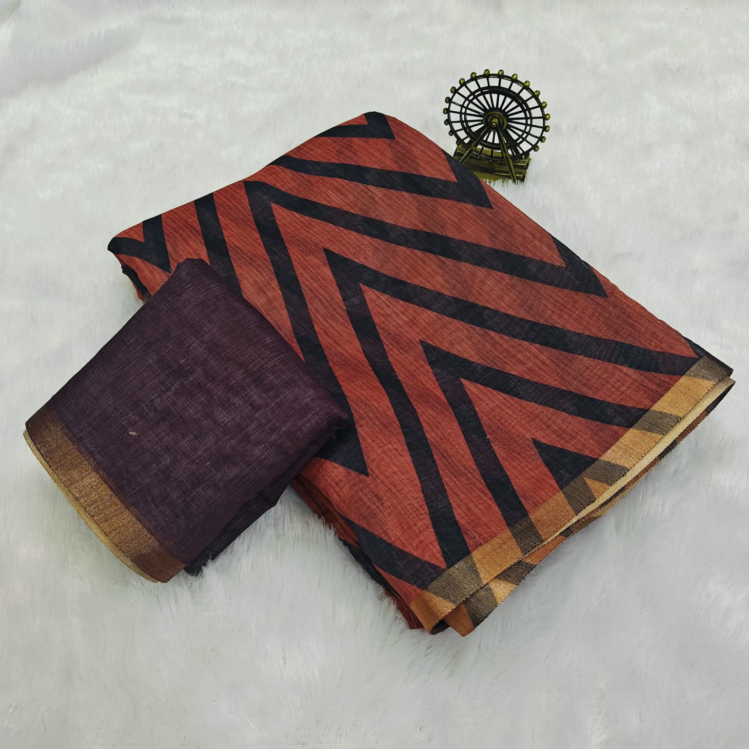 Pure Soft Linen Cotton Digital Print Saree