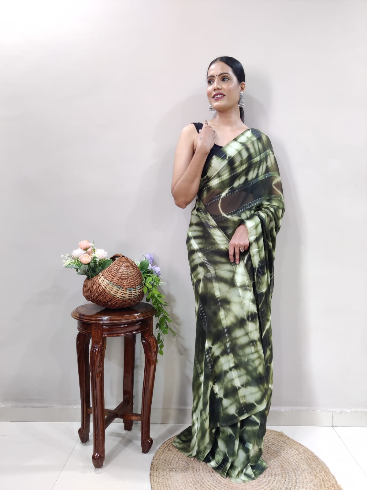 Green & Yellow Georgette Silk Saree
