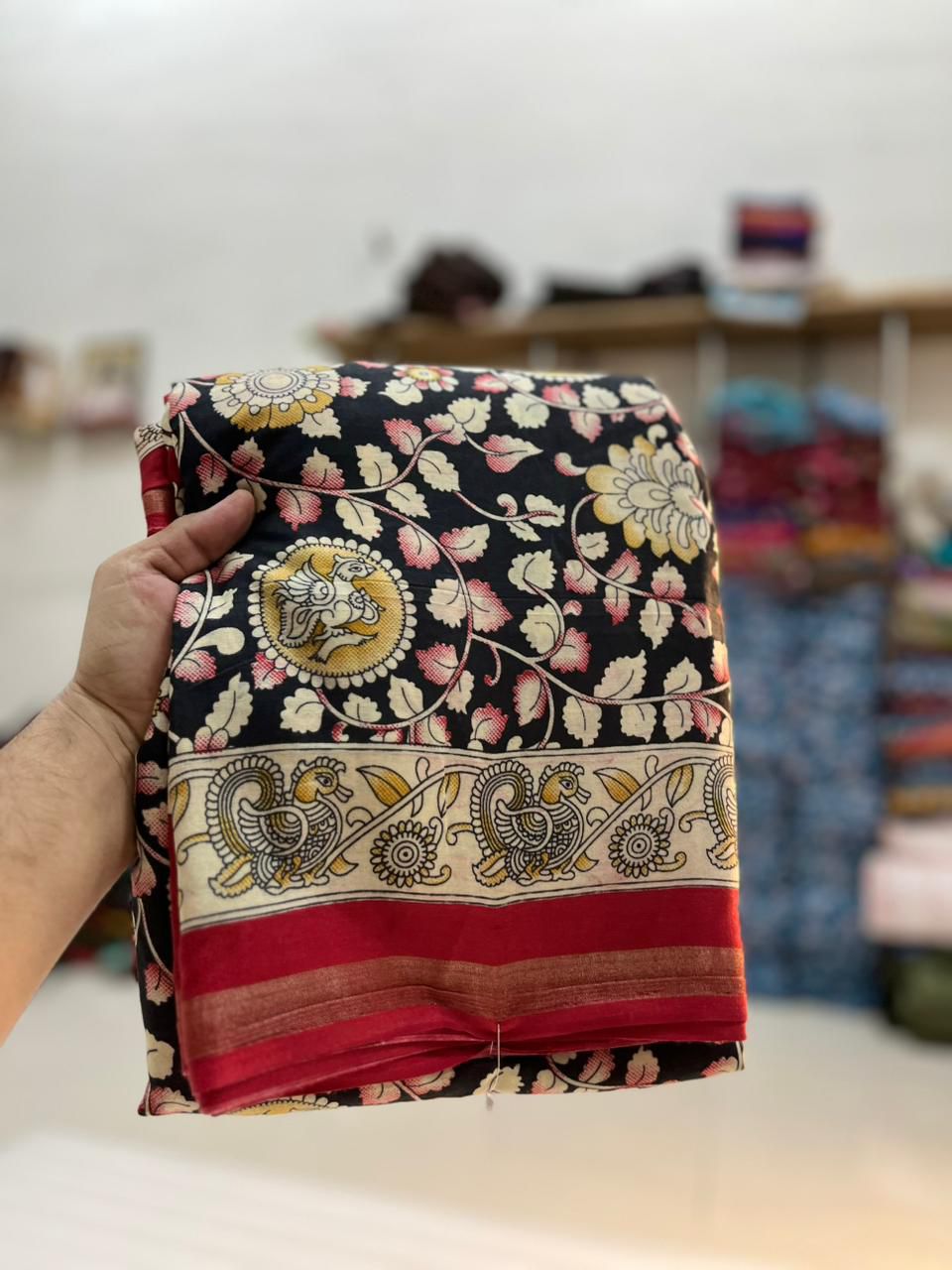 Soft Mul Mul Cotton Silk Kalamkari Saree