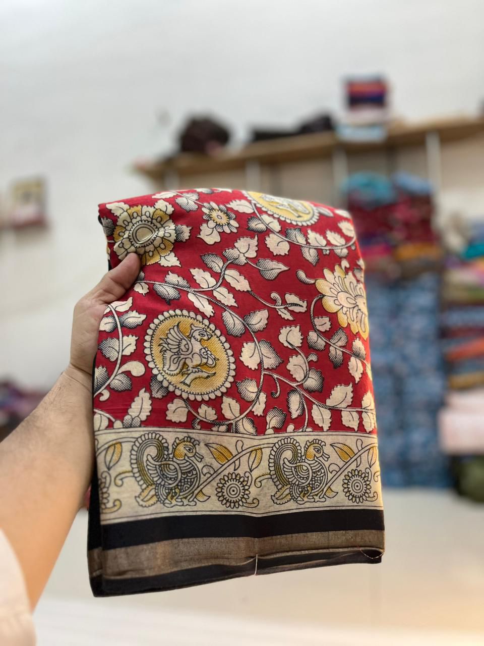 Soft Mul Mul Cotton Silk Kalamkari Saree