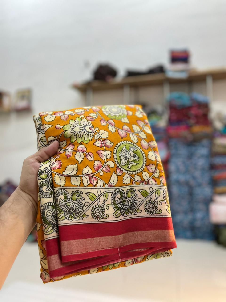 Soft Mul Mul Cotton Silk Kalamkari Saree