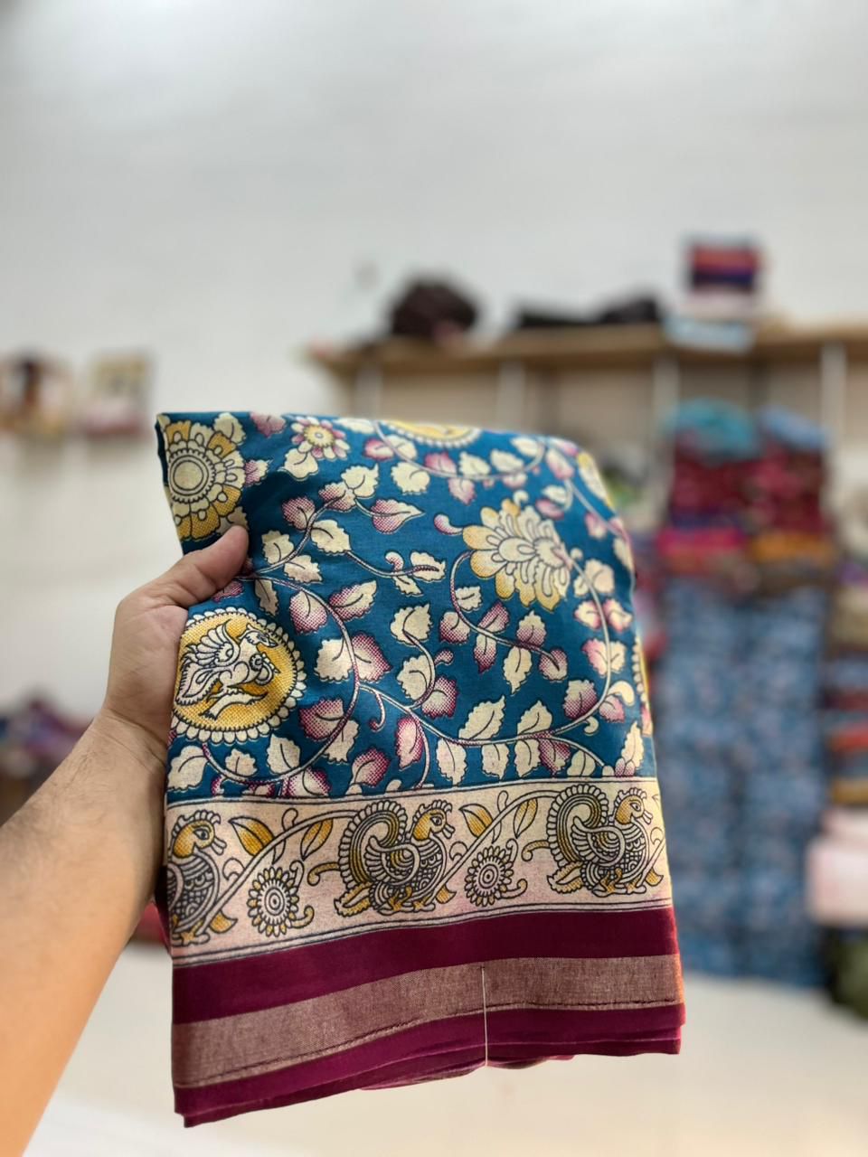 Soft Mul Mul Cotton Silk Kalamkari Saree