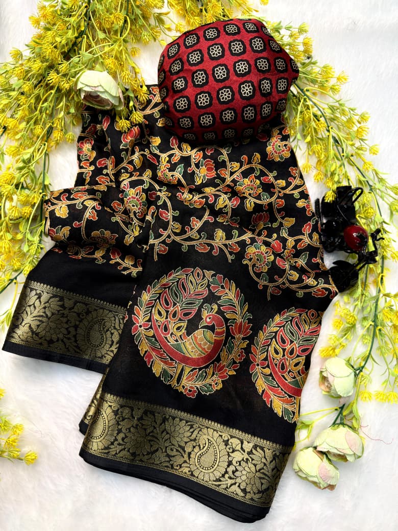 Ajrakh Jacquard Designer Saree