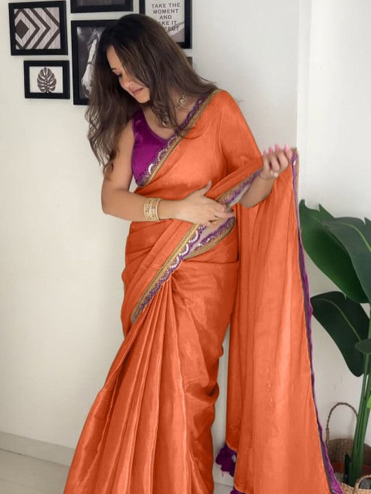 Designer Multi Colour Uppada Tissue Silk Saree with Blouse Piece
