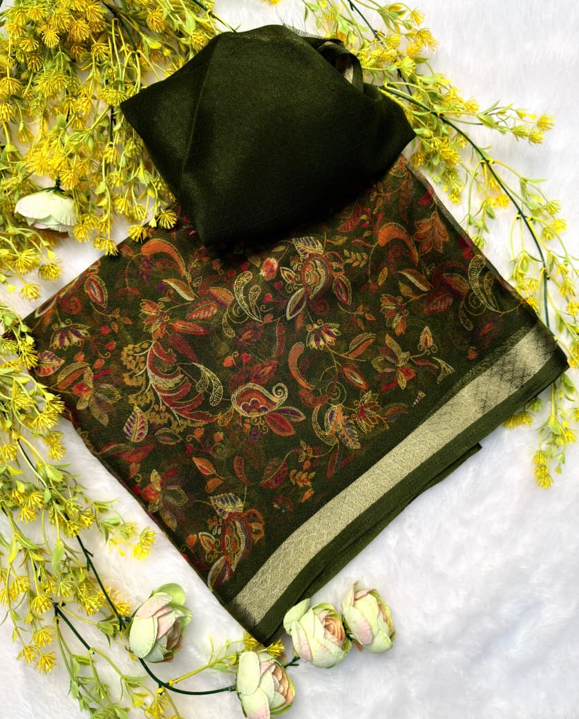 remium Self Jacquard Organza Silk Saree