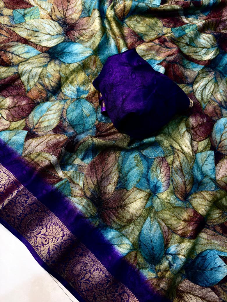 New Ajrakh Marshmellow Georgette Saree