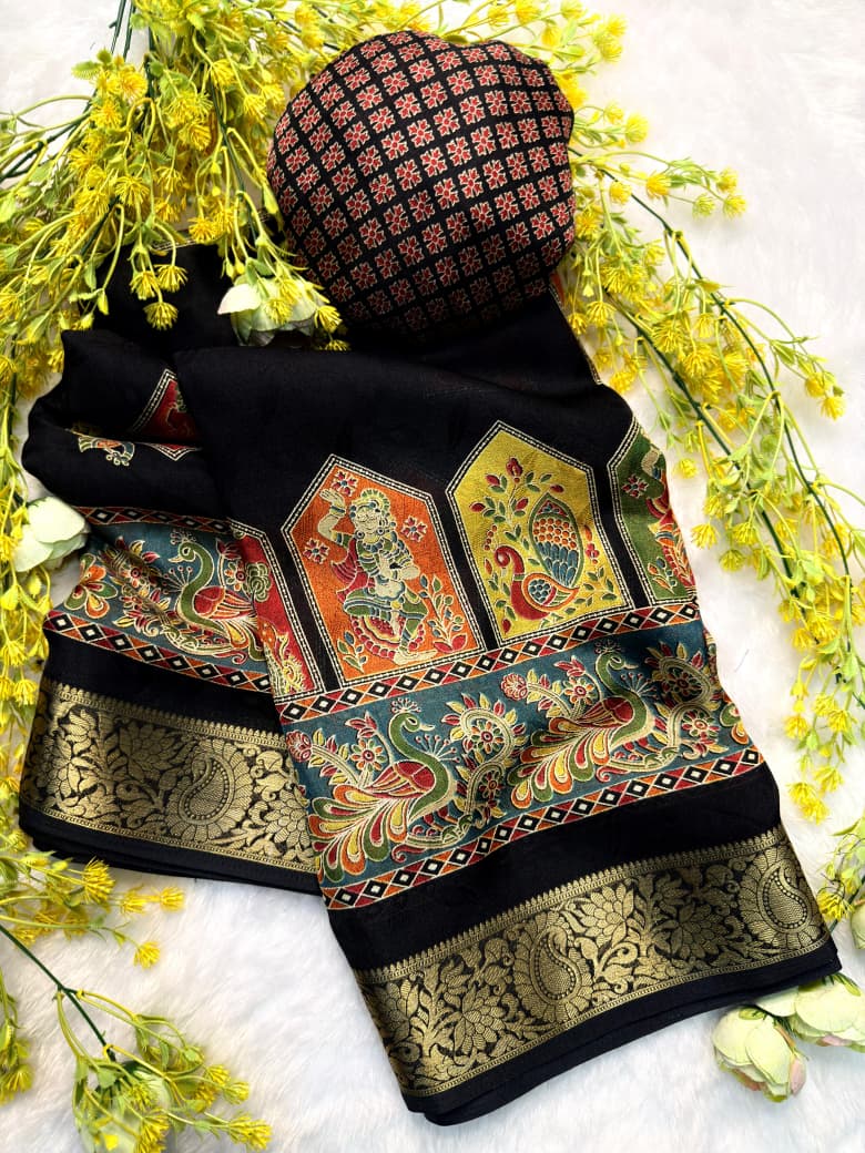 New Ajrakh Marshmellow Georgette Saree Collection