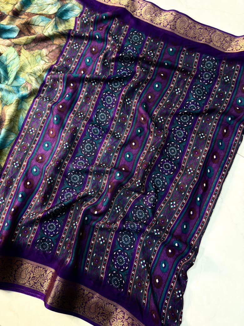 New Ajrakh Marshmellow Georgette Saree