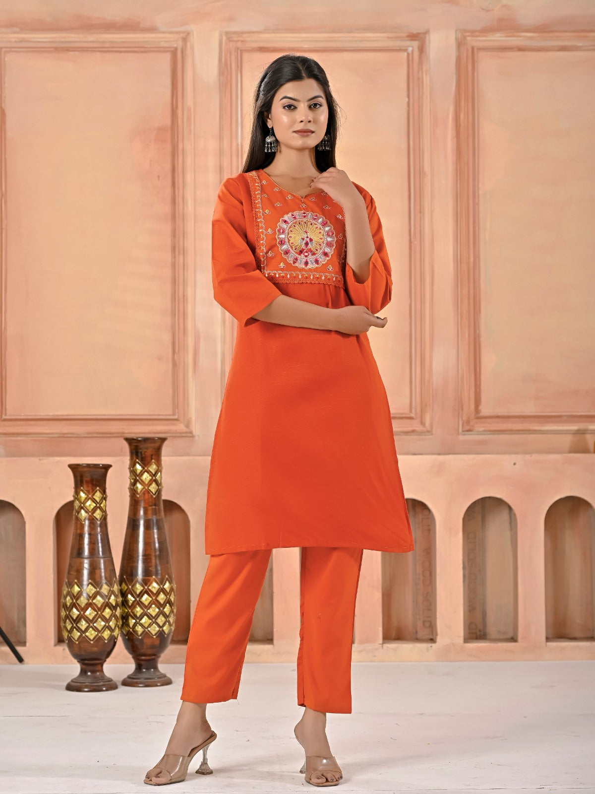 Cotton Blend Kurti Pant Set