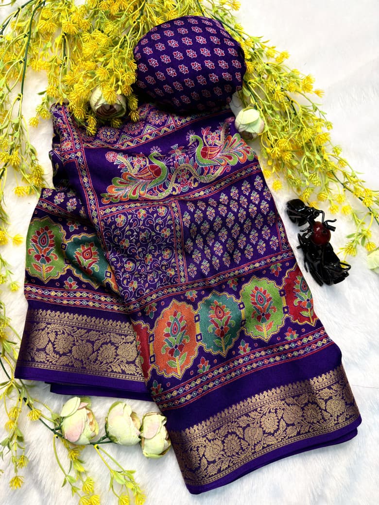 New Ajrakh Marshmellow Georgette Saree Collection