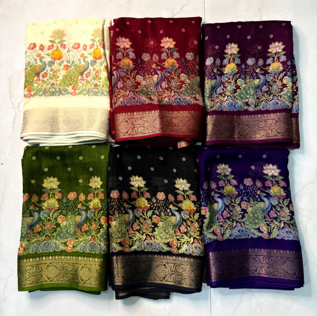 Soft Georgette Jacquard Designer Saree