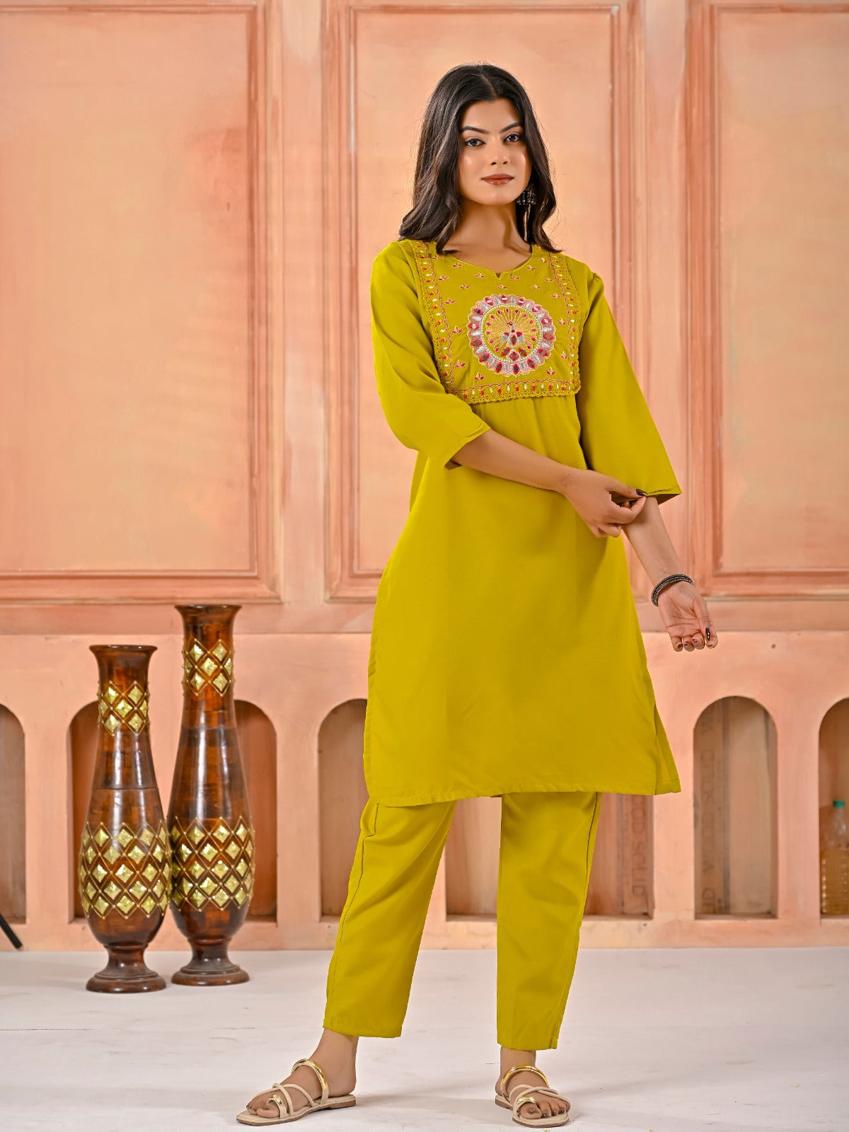 Cotton Blend Kurti Pant Set