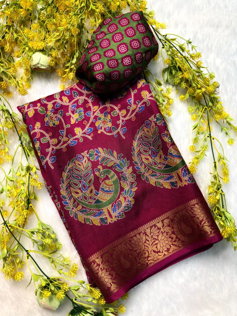 Ajrakh Jacquard Designer Saree