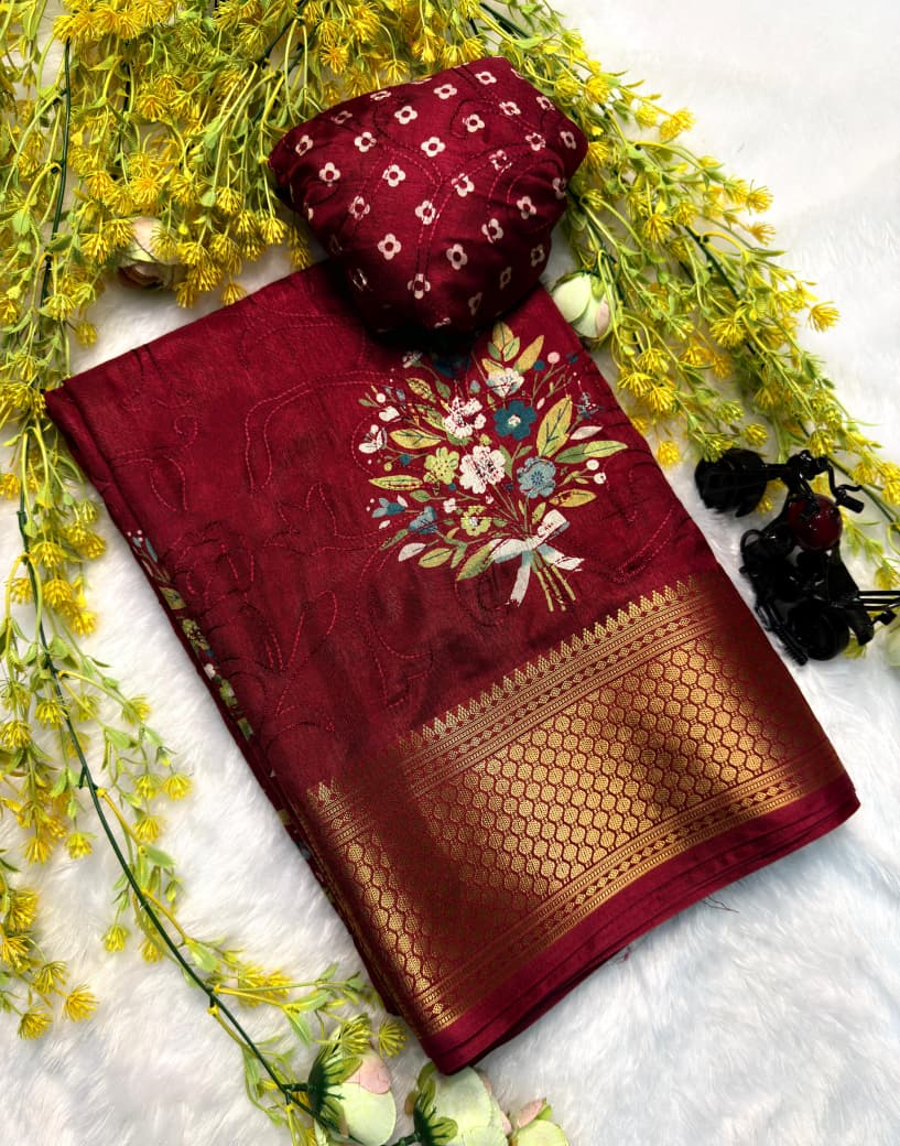 Premium Dola Silk Embroidery Saree Collection