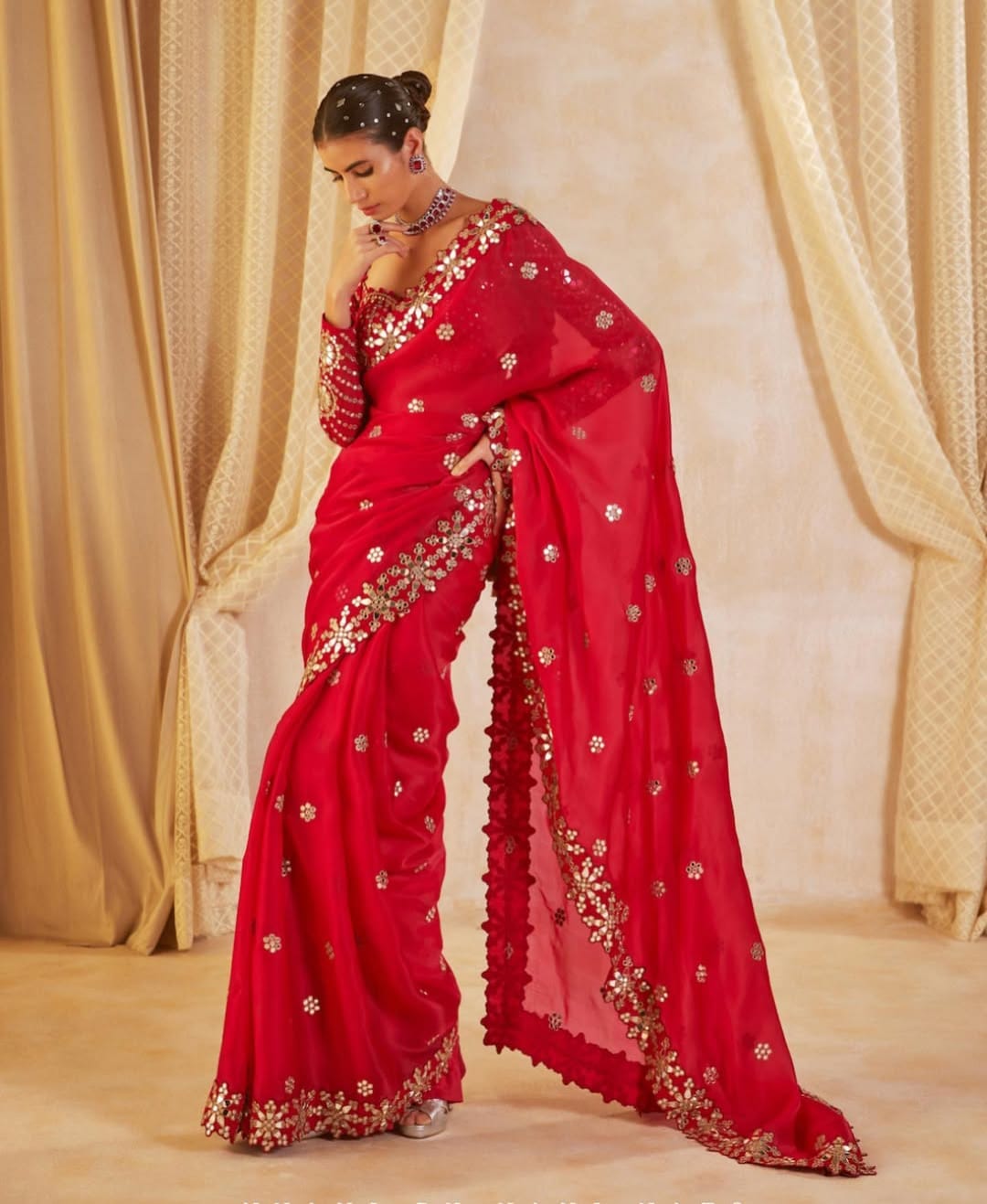 Bollywood Blockbuster Original Mirror Work Saree – New Launch