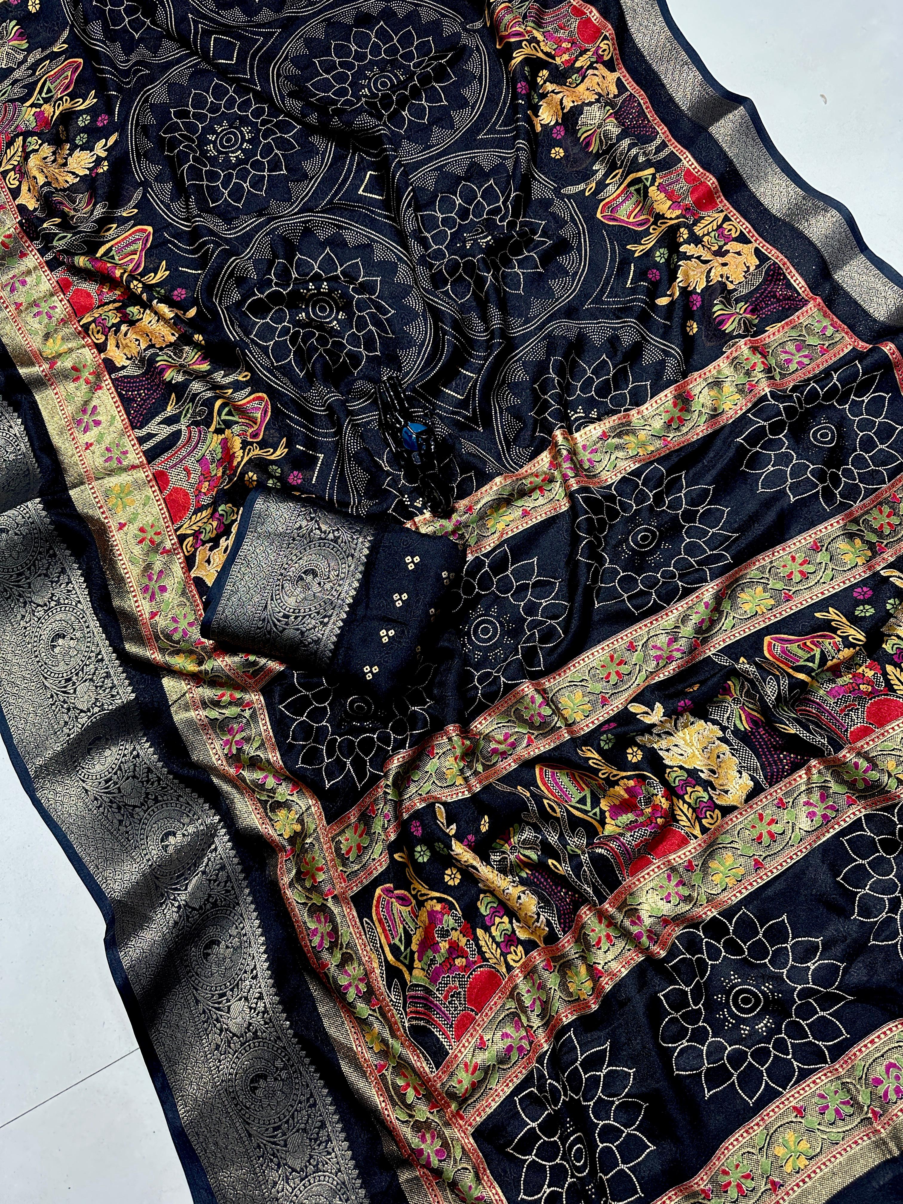 Heavy Marshmallow Blooming Foil Design Saree