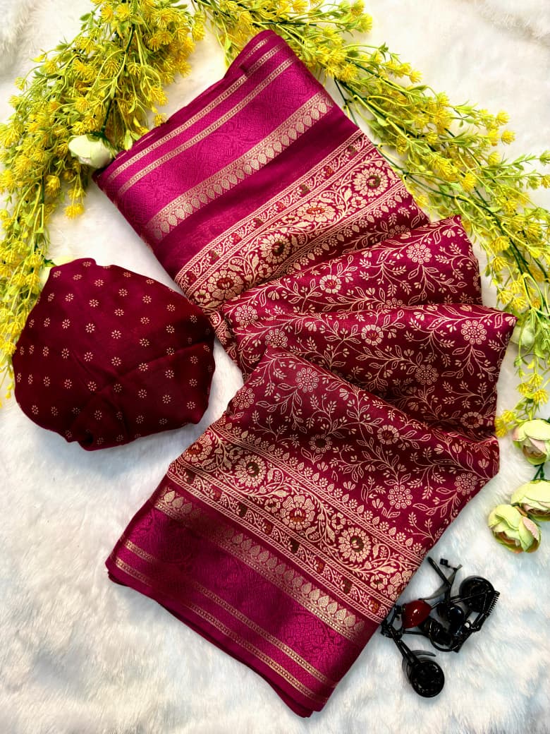 Ajrakh Inspired Soft Cotton Silk Saree