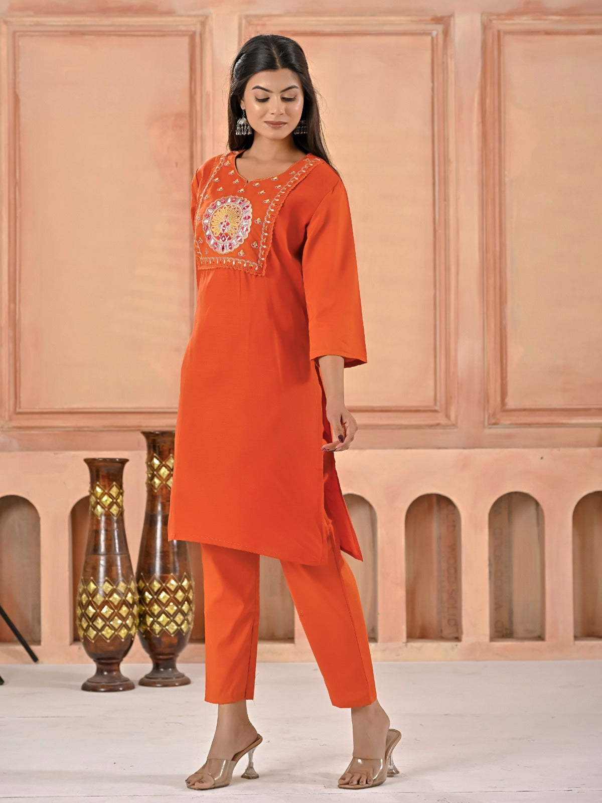 Cotton Blend Kurti Pant Set