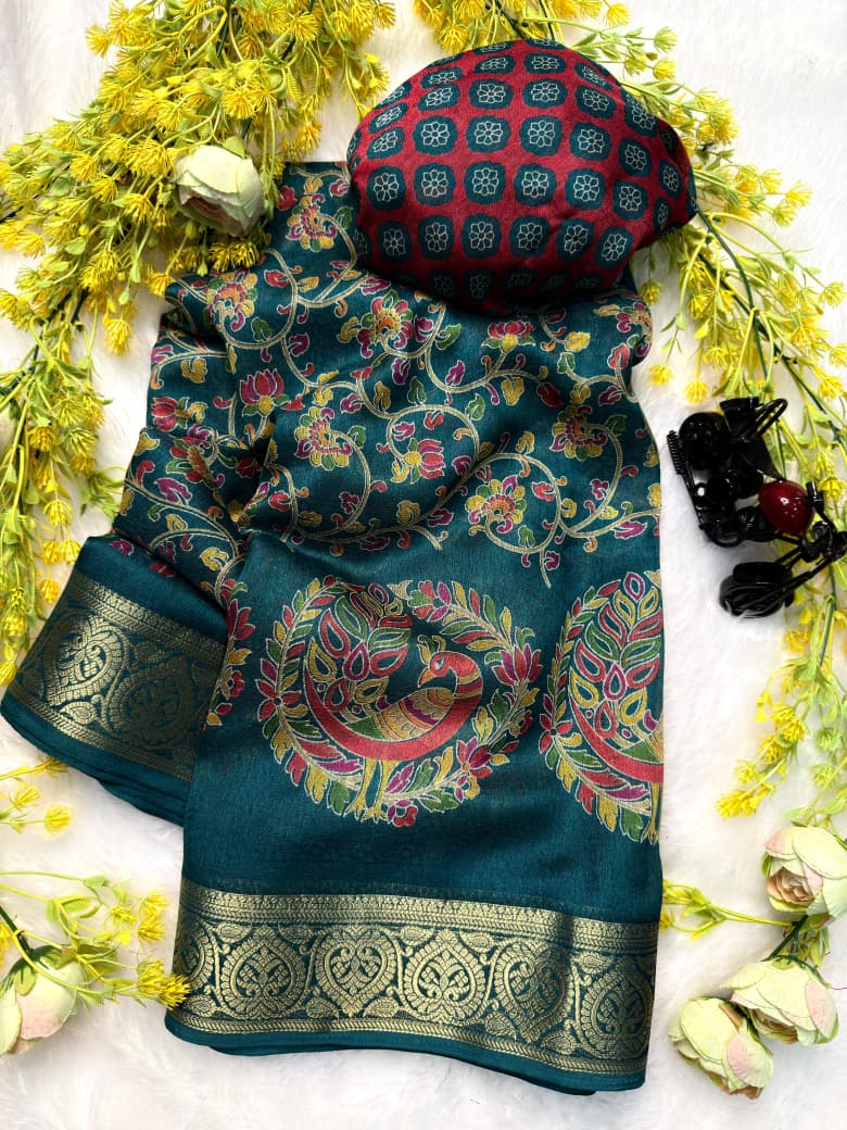 Ajrakh Jacquard Designer Saree