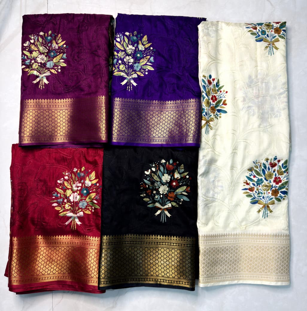 Premium Dola Silk Embroidery Saree Collection