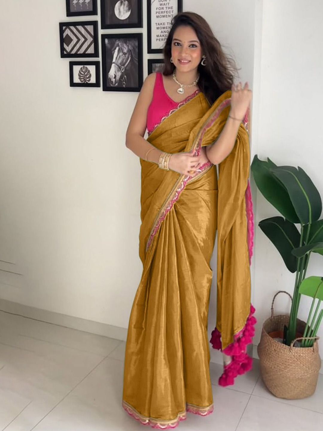 Designer Multi Colour Uppada Tissue Silk Saree with Blouse Piece