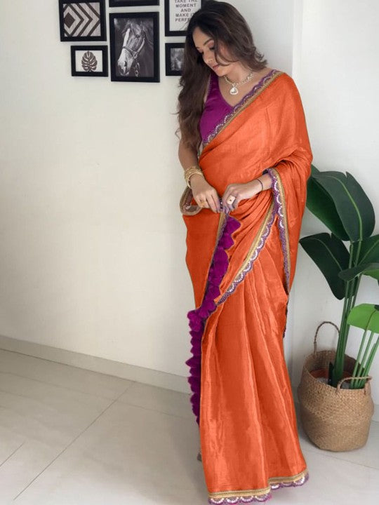 Designer Multi Colour Uppada Tissue Silk Saree with Blouse Piece