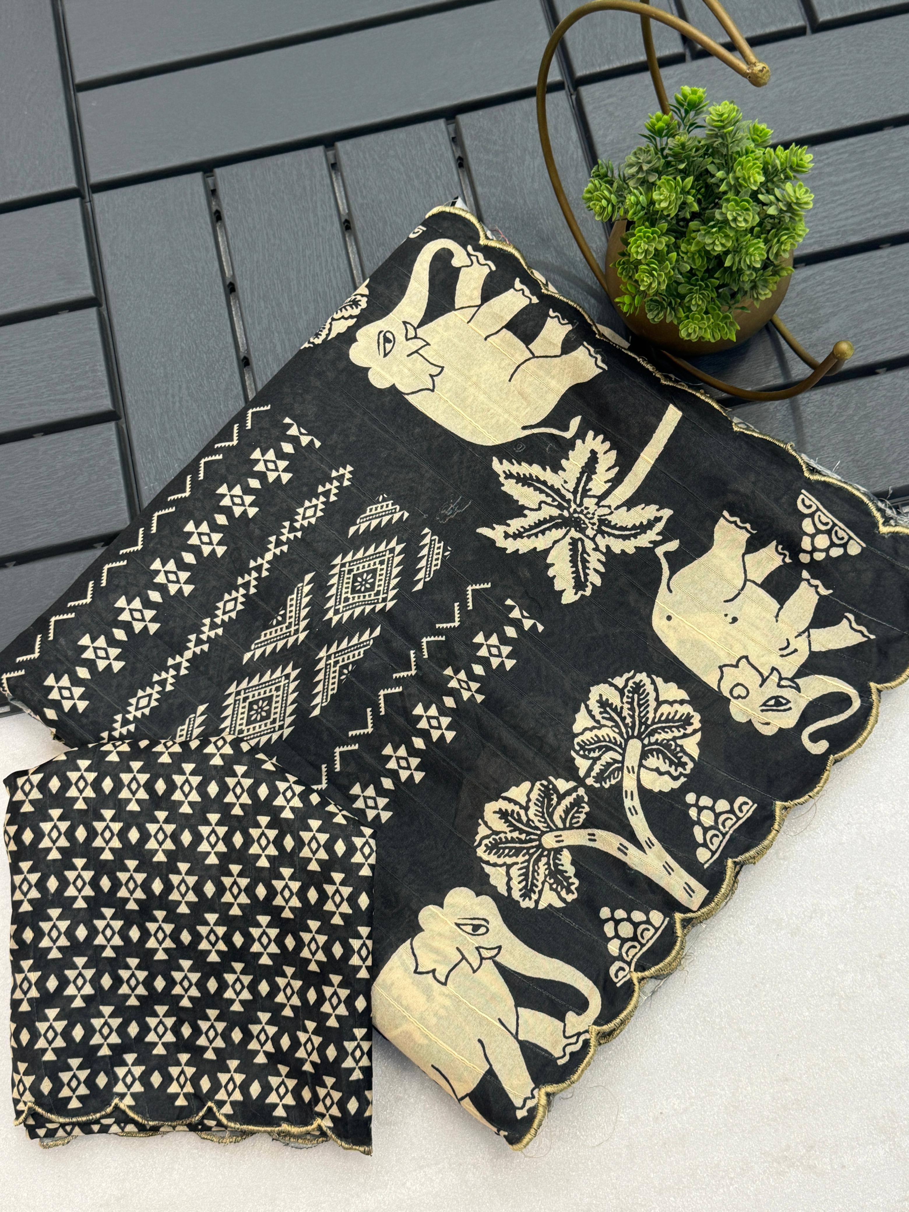 New Arrival Handloom Tussar Silk Kalamkari Saree