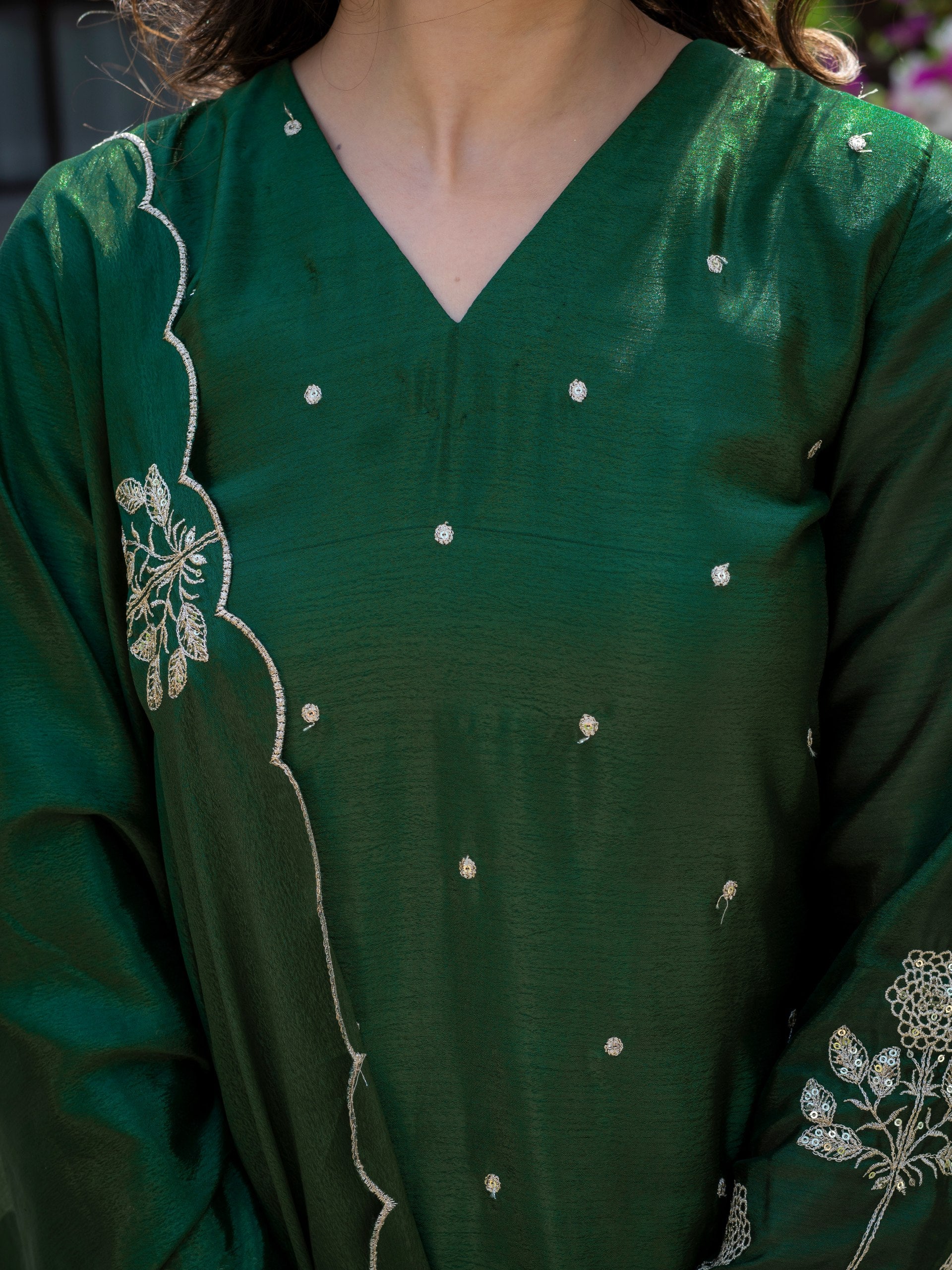 Premium Chinon Embroidered Kurti Set with Dupatta