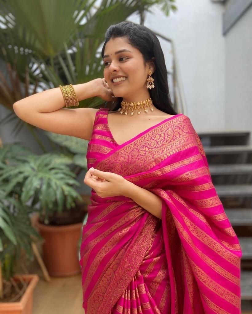 Banarasi Soft Lichi Silk Saree with Rich Pallu & Jacquard Work