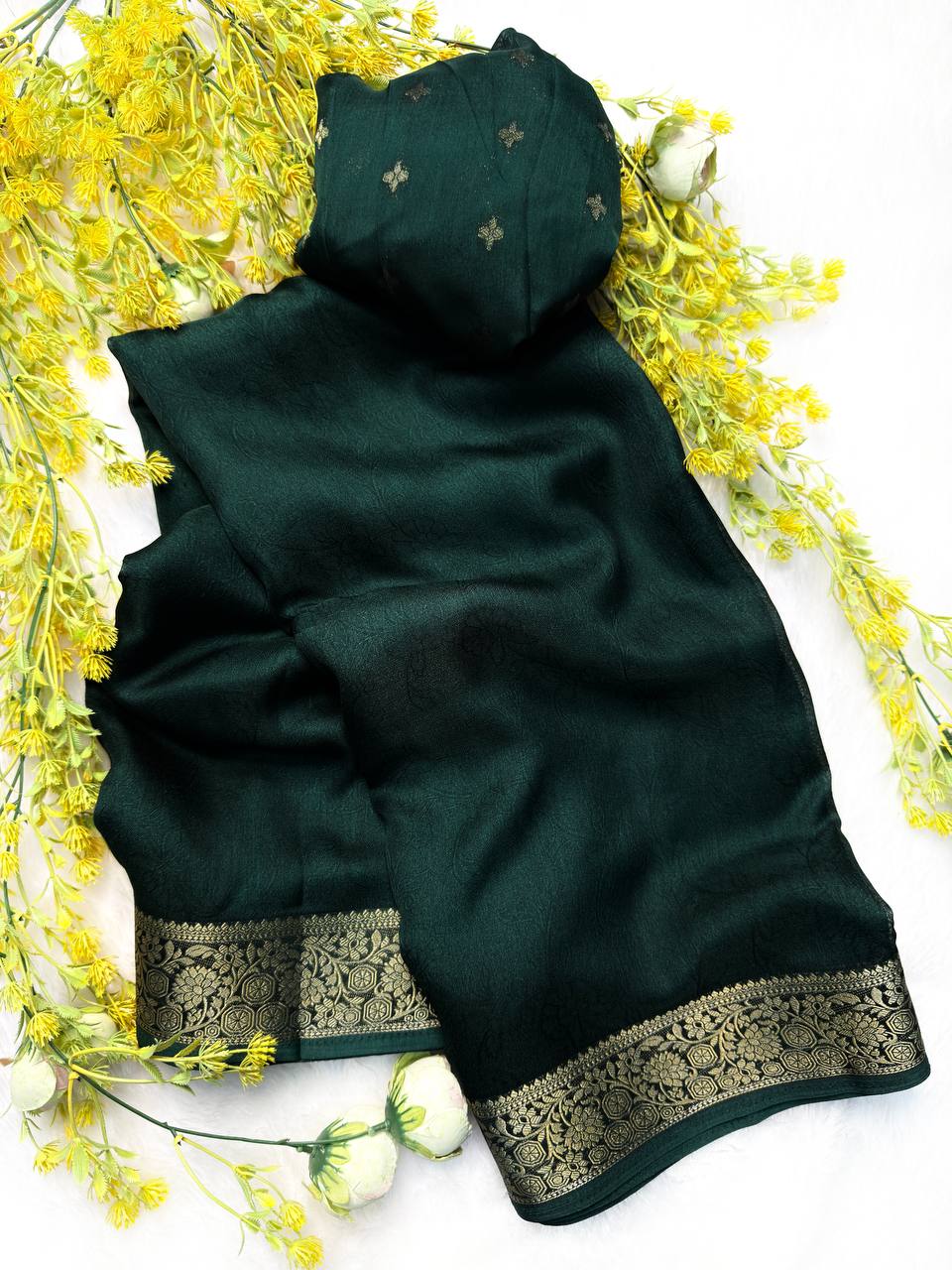 Premium Marshmallow Silk Saree with Jacquard Pallu