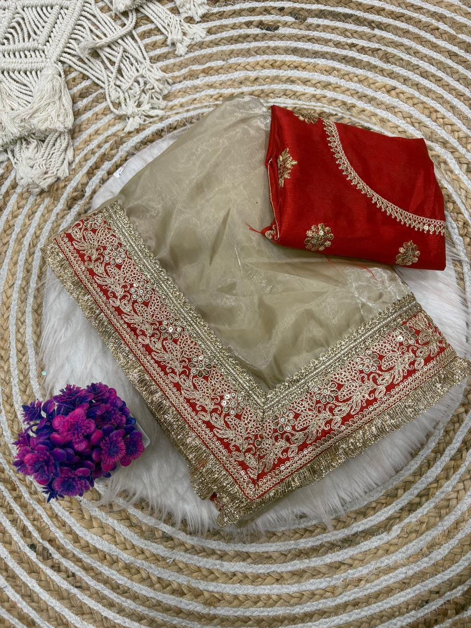 New Designer Party Wear Tweel Net Silk Saree