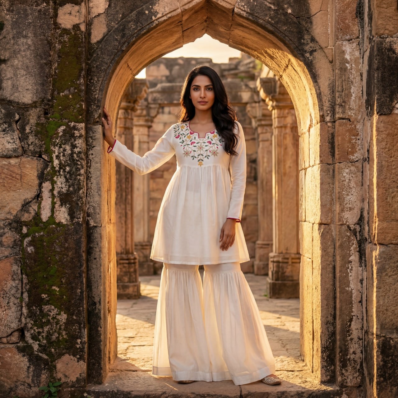 Vichitra Silk Embroidered 2-Piece Suit Set