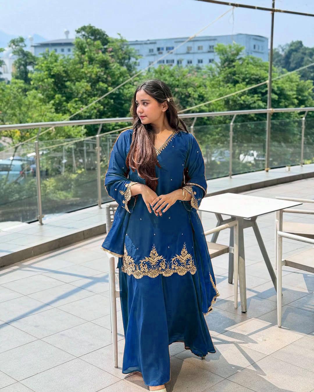 New Designer Party Wear Top Palazzo Set with Fancy Dupatta