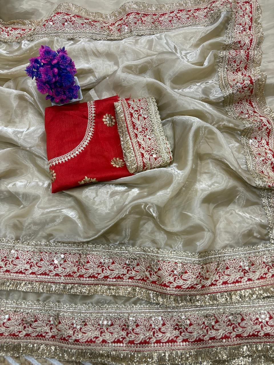 New Designer Party Wear Tweel Net Silk Saree