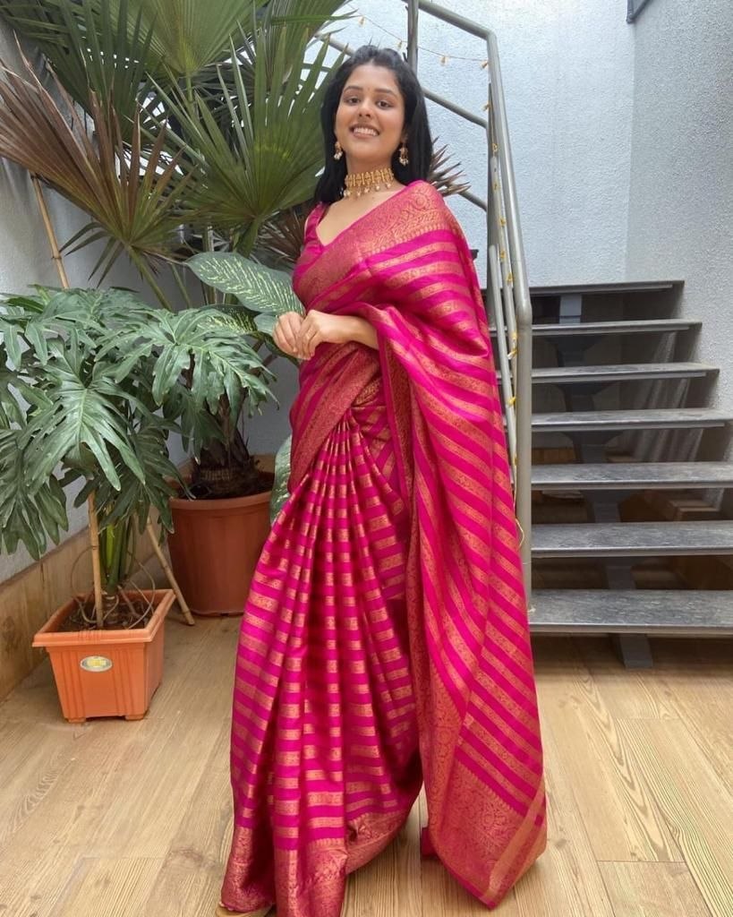 Banarasi Soft Lichi Silk Saree with Rich Pallu & Jacquard Work