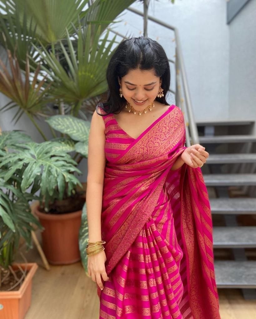 Banarasi Soft Lichi Silk Saree with Rich Pallu & Jacquard Work