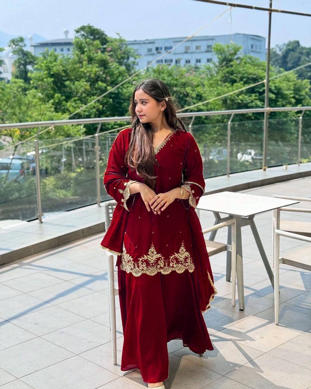 New Designer Party Wear Top Palazzo Set with Fancy Dupatta