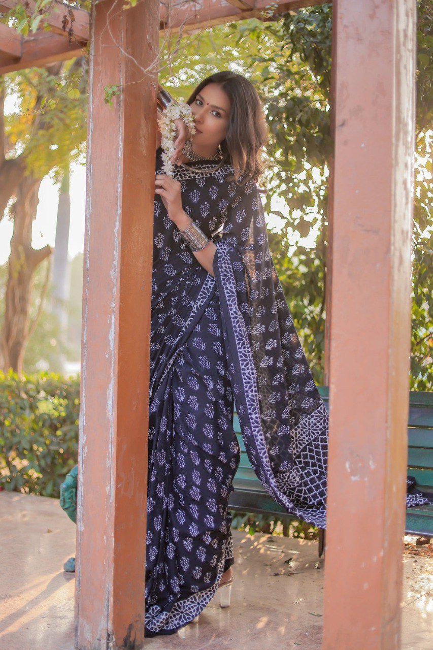 Black Magic Printed Ready Saree