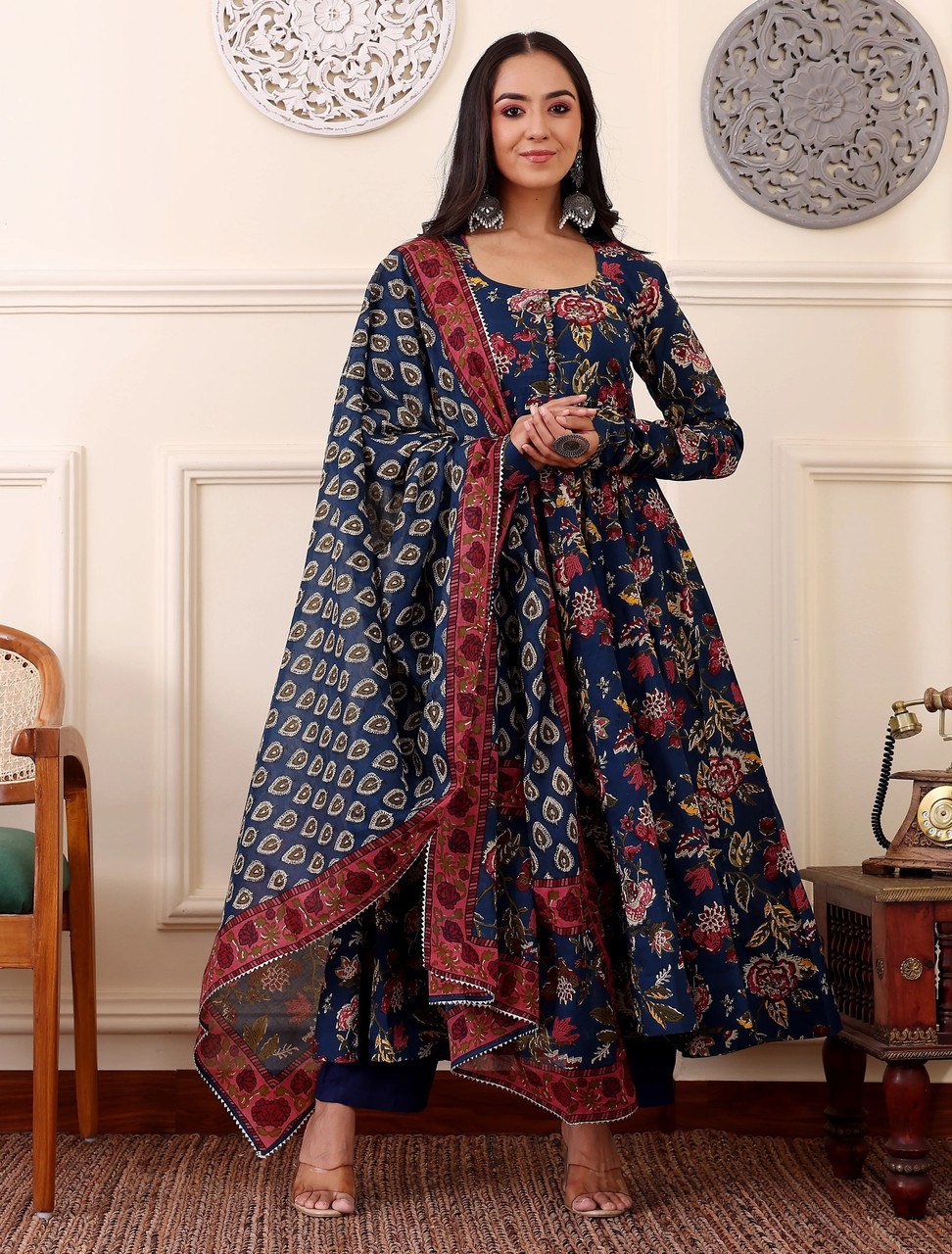 Morpich Charm Rayon Printed Kurti Pant Dupatta Set
